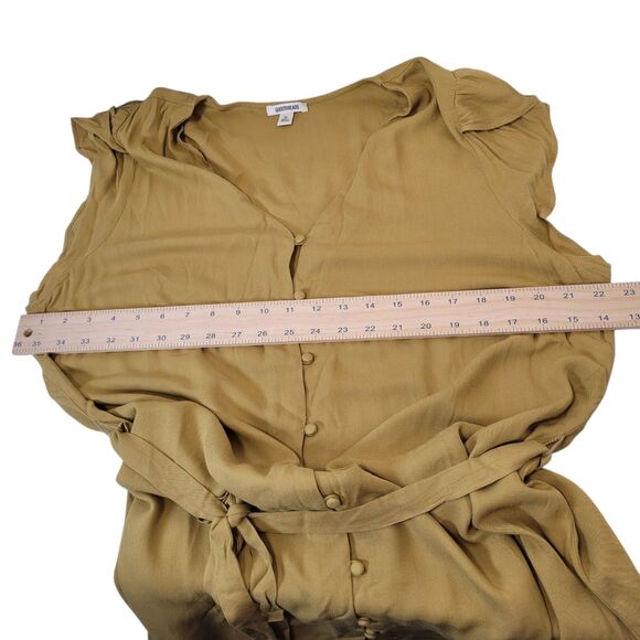 Goodthreads Women's Fluid Twill Tulip Short-Sleeve Tie-Waist Dress Mustard XL - Picture 9 of 10